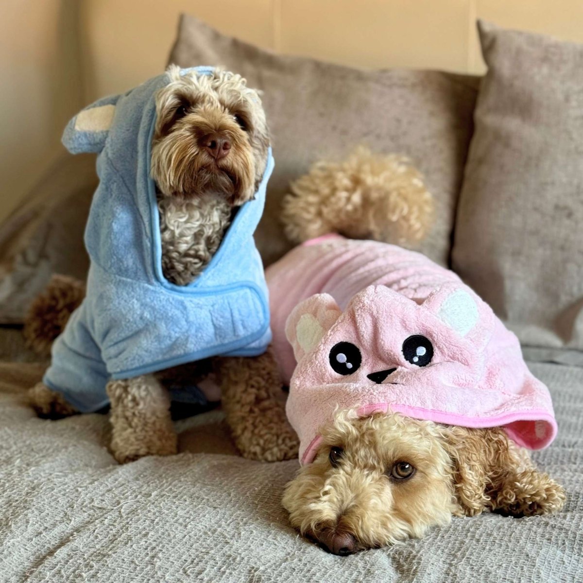 Dog Drying Robe | Microfibre Towel Coat – Pink | Pup Club Couture - Poochella®