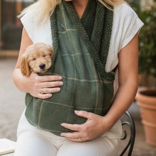Dog Sling Carrier for Puppies & Small Dogs | Forest Green Arlo Collection | The Artisan Dog Company - Poochella®