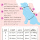 Fleece dog coat size guide with measurement instructions and chart on a pink background