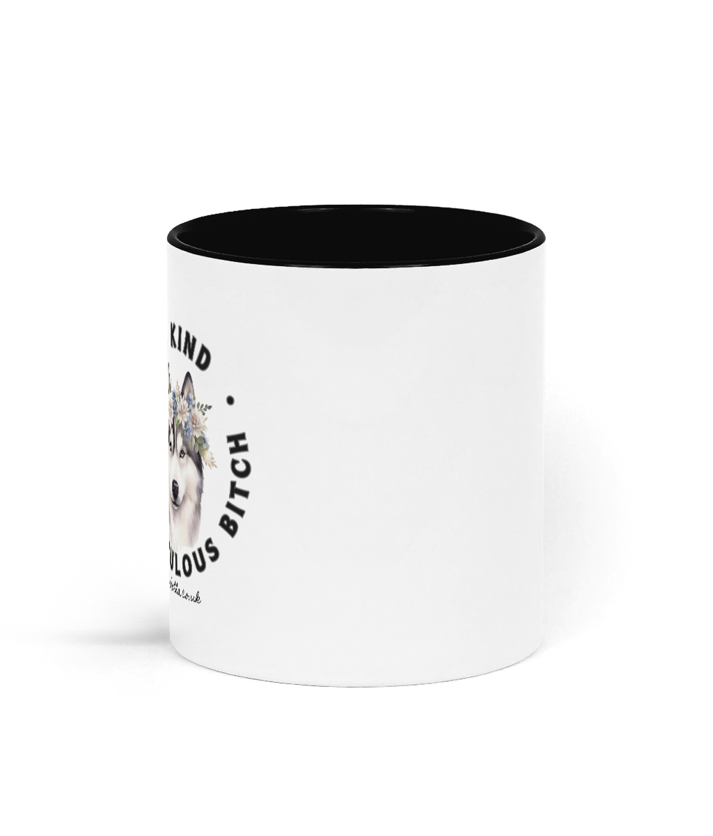 Poochella®️ Be Kind...of a Fab Bitch Husky Ceramic Mug Black