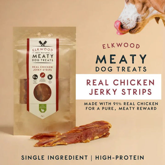 Elkwood Chicken Jerky Strips Dog Treats | 100% Real Chicken Natural Dog Treats 70g - Poochella®