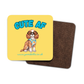 Poochella®️ Pack of 4 Cute AF King Charles Cavalier Wood Square Coasters Yellow