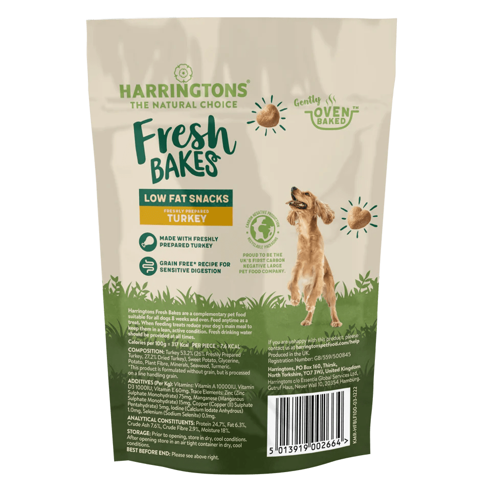 Harringtons Fresh Bakes Turkey Low Fat Dog Treats | Grain Free Natural Dog Snacks - Poochella®