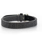 Black and grey herringbone tweed dog lead on a white background