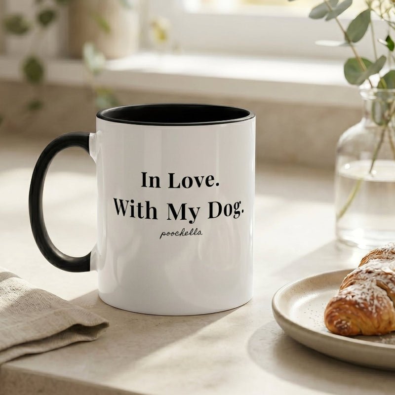 In Love. With My Dog. Two-Tone Black White Minimal Mug | Poochella® - Poochella®