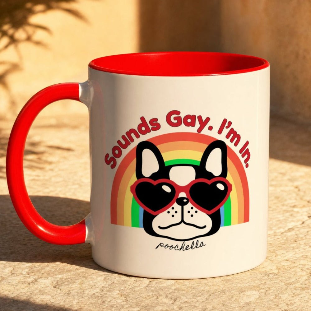 Love Pride Sounds Gay Ceramic Two Tone Dog Mug Rainbow | Poochella® - Poochella®
