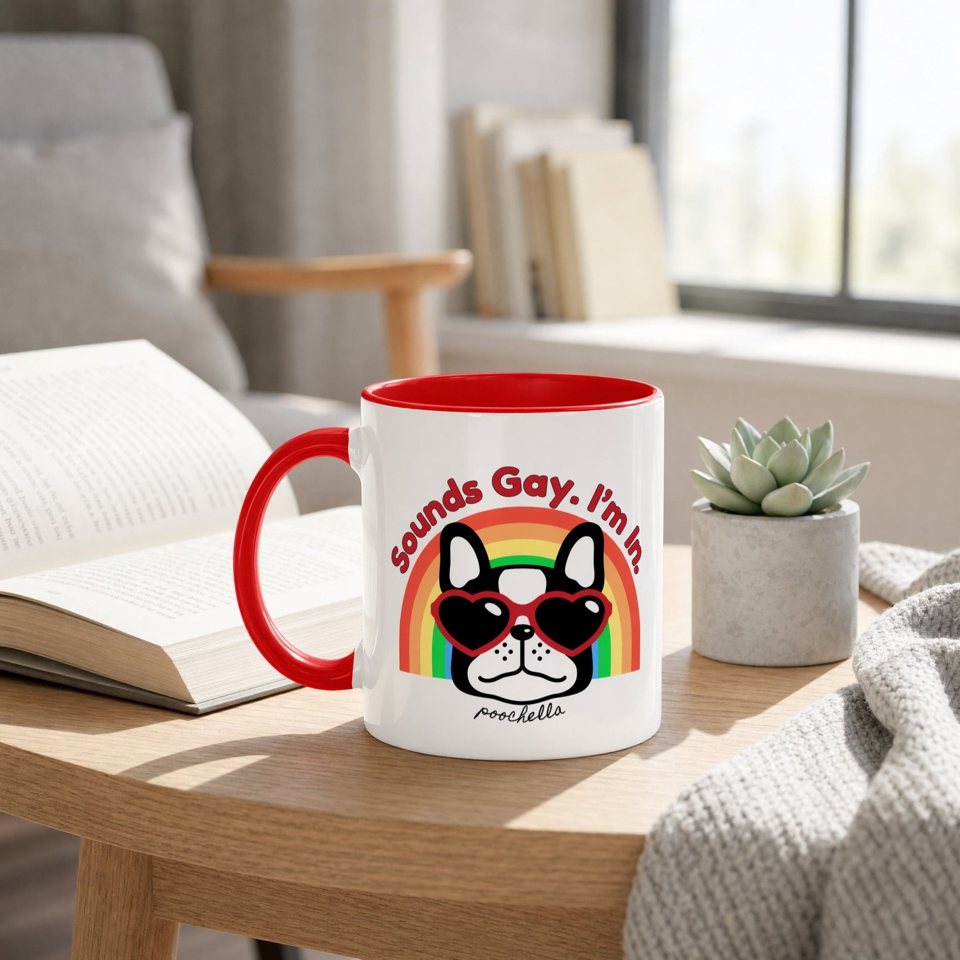 Love Pride Sounds Gay Ceramic Two Tone Dog Mug Rainbow | Poochella® - Poochella®