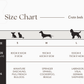 Size chart for crate beds with pet size and bed dimensions