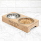 Personalised Bamboo Pet Bowl Set | Engraved Dog & Cat Feeding Station | Custom Dog Bowl - Poochella®