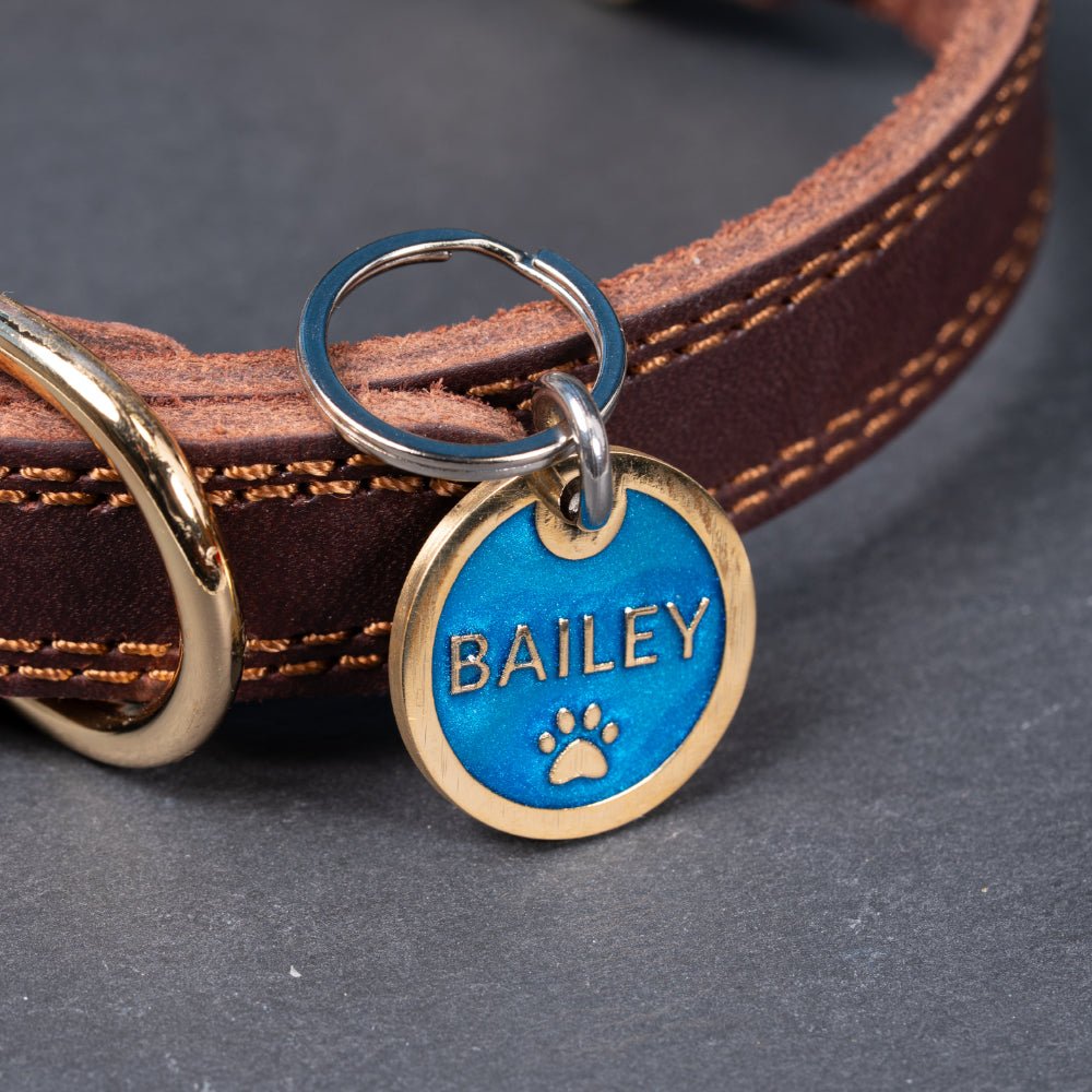 Personalised Brass Pet ID Tag | Custom Engraved Pet Dog & Cat Name Tag - Poochella®