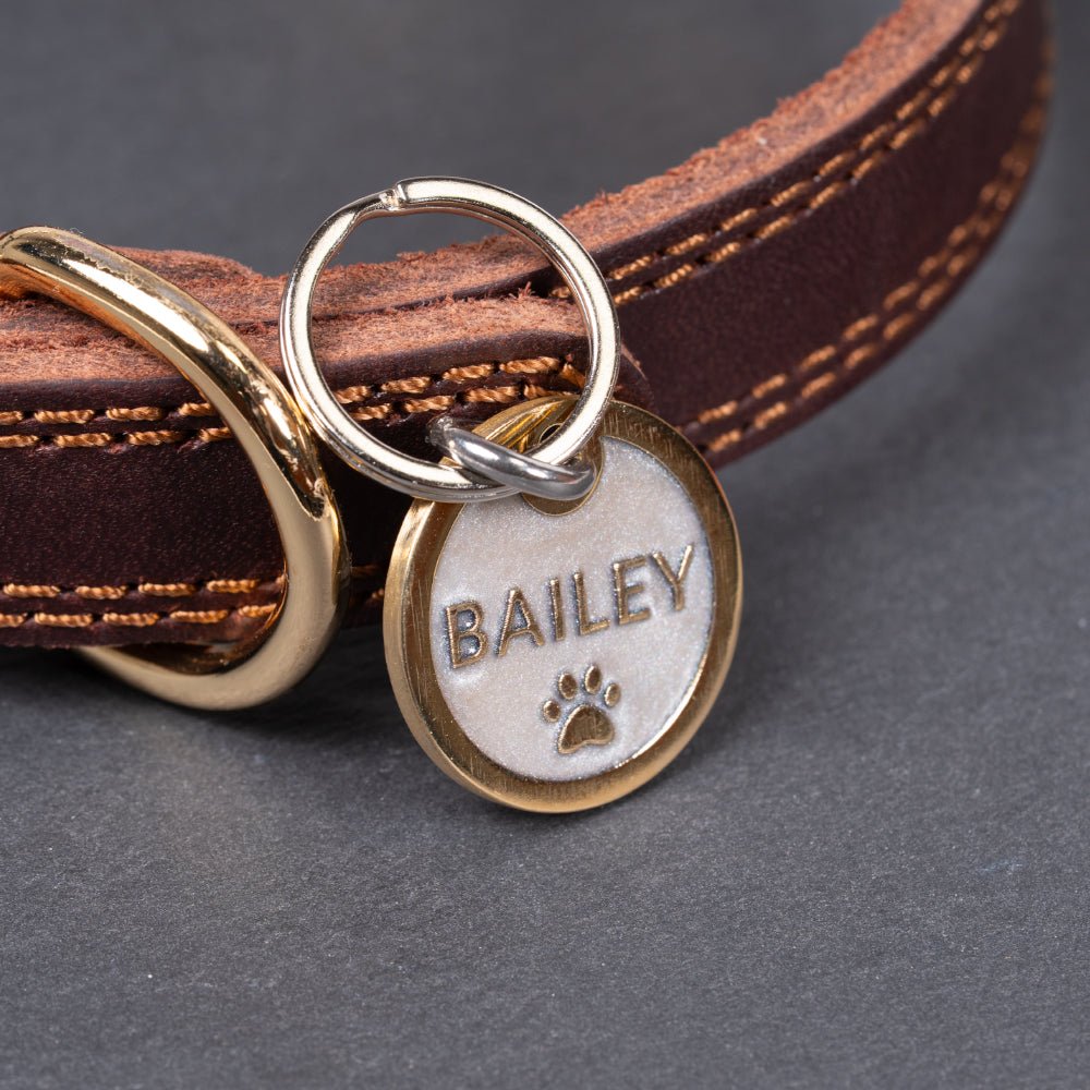 Personalised Brass Pet ID Tag | Custom Engraved Pet Dog & Cat Name Tag - Poochella®