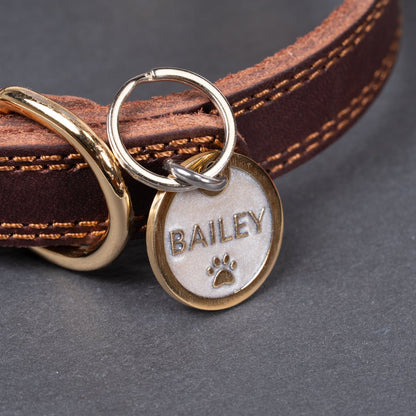 Personalised Brass Pet ID Tag | Custom Engraved Pet Dog & Cat Name Tag - Poochella®