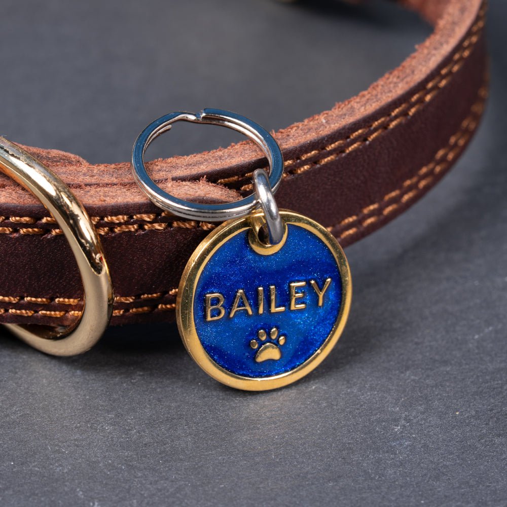 Personalised Brass Pet ID Tag | Custom Engraved Pet Dog & Cat Name Tag - Poochella®