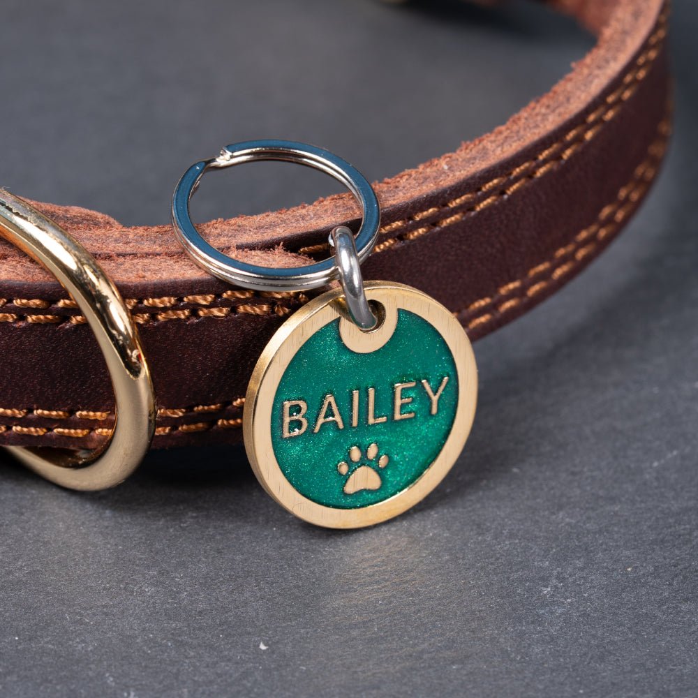 Personalised Brass Pet ID Tag | Custom Engraved Pet Dog & Cat Name Tag - Poochella®