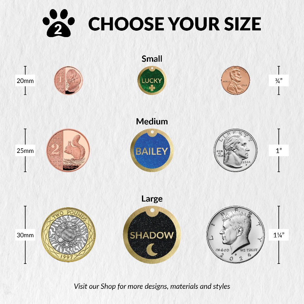 Personalised Brass Pet ID Tag | Custom Engraved Pet Dog & Cat Name Tag - Poochella®