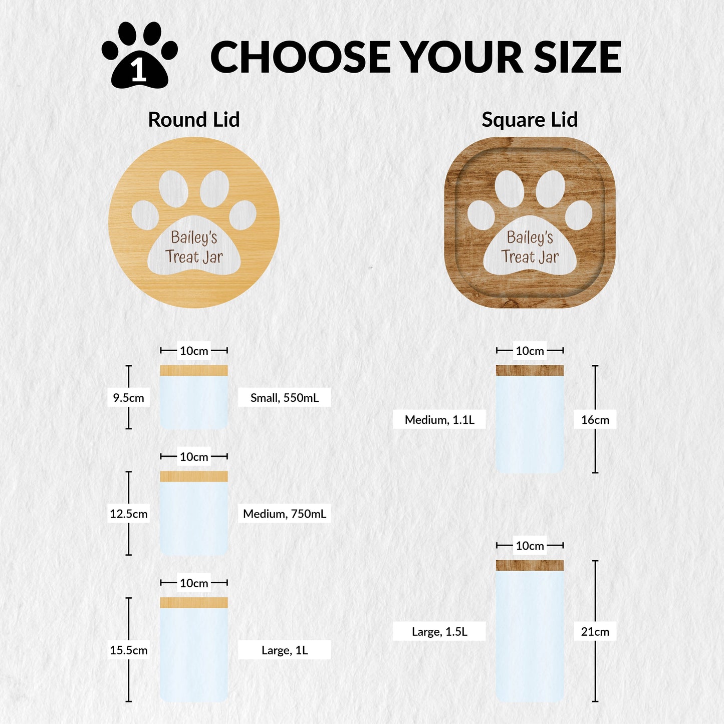Personalised Dog Treat Jar | Custom Glass Pet Treat Storage Container | Dog Lover Gift - Poochella®