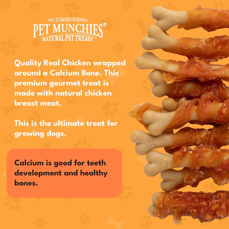 Pet Munchies Chicken & Calcium Bone Dog Treats | Natural High Protein Dog Treats - Poochella®