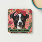 Poochella® Viva La Frida Kahlo Inspired Square Wood Dog Single Coaster Fragile Like a Bomb - Poochella®