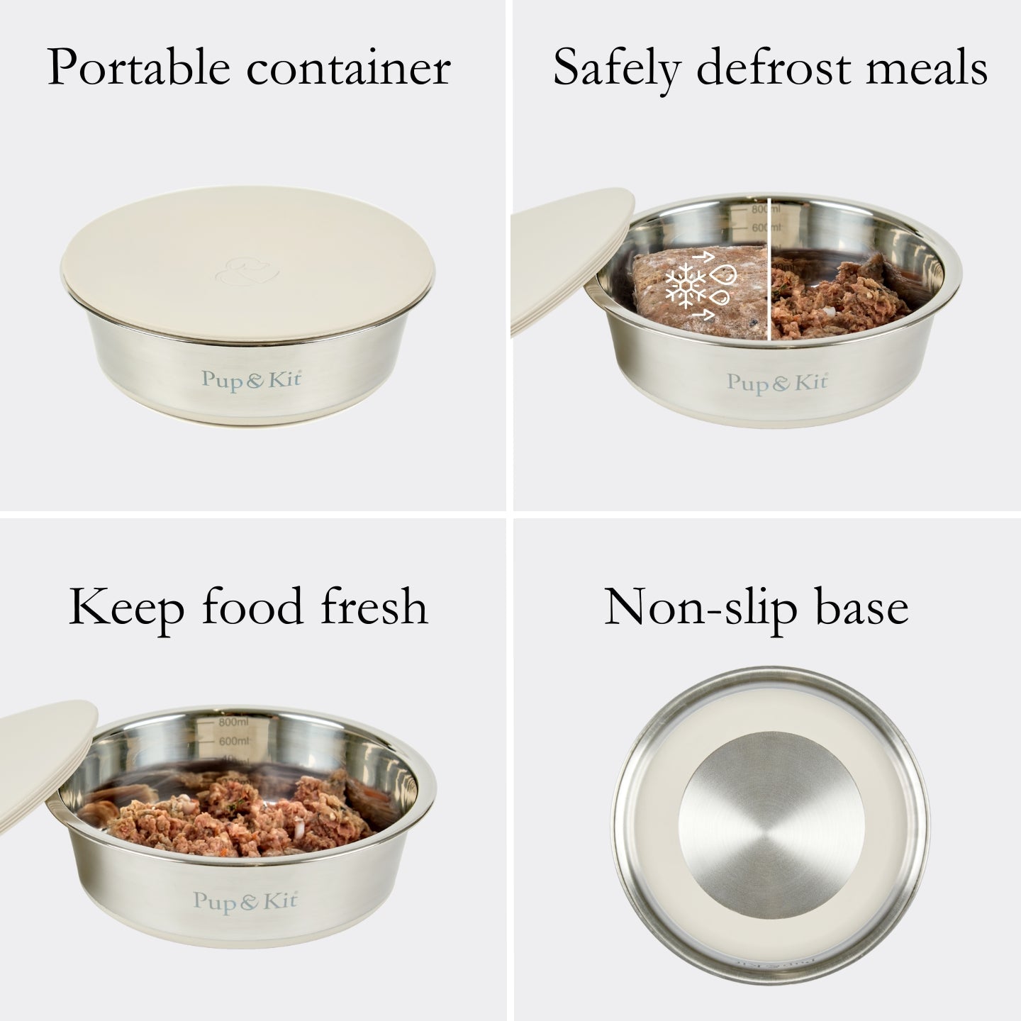 Pup & Kit Lid-It Stay Fresh Dog Bowl | Stainless Steel Pet Bowl with Airtight Lid - Poochella®