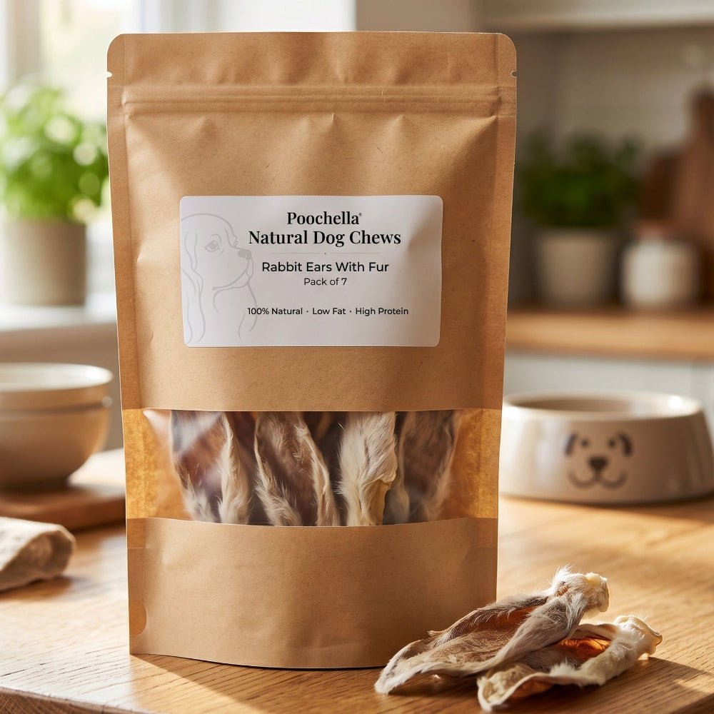 Rabbit Ears with Fur for Dogs | Natural Dog Chews | Poochella® - Poochella®