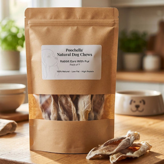 Rabbit Ears with Fur for Dogs | Natural Dog Chews | Poochella® - Poochella®