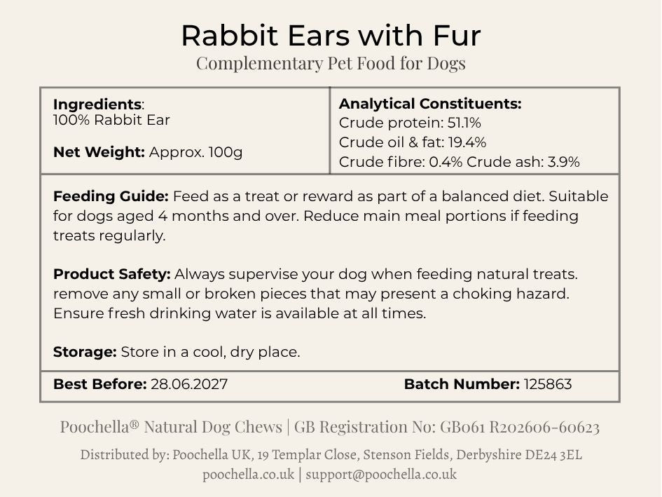 Rabbit Ears with Fur for Dogs | Natural Dog Chews | Poochella® - Poochella®