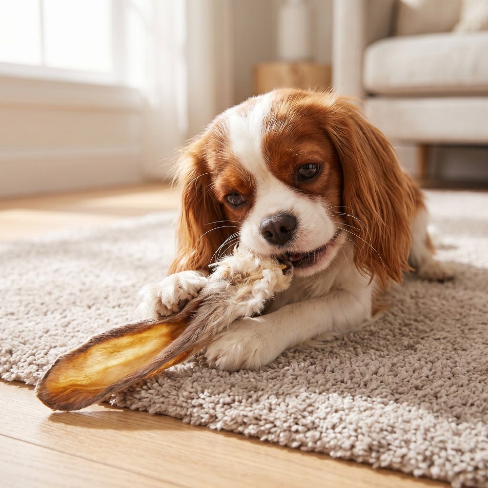 Rabbit Ears with Fur for Dogs | Natural Dog Chews | Poochella® - Poochella®
