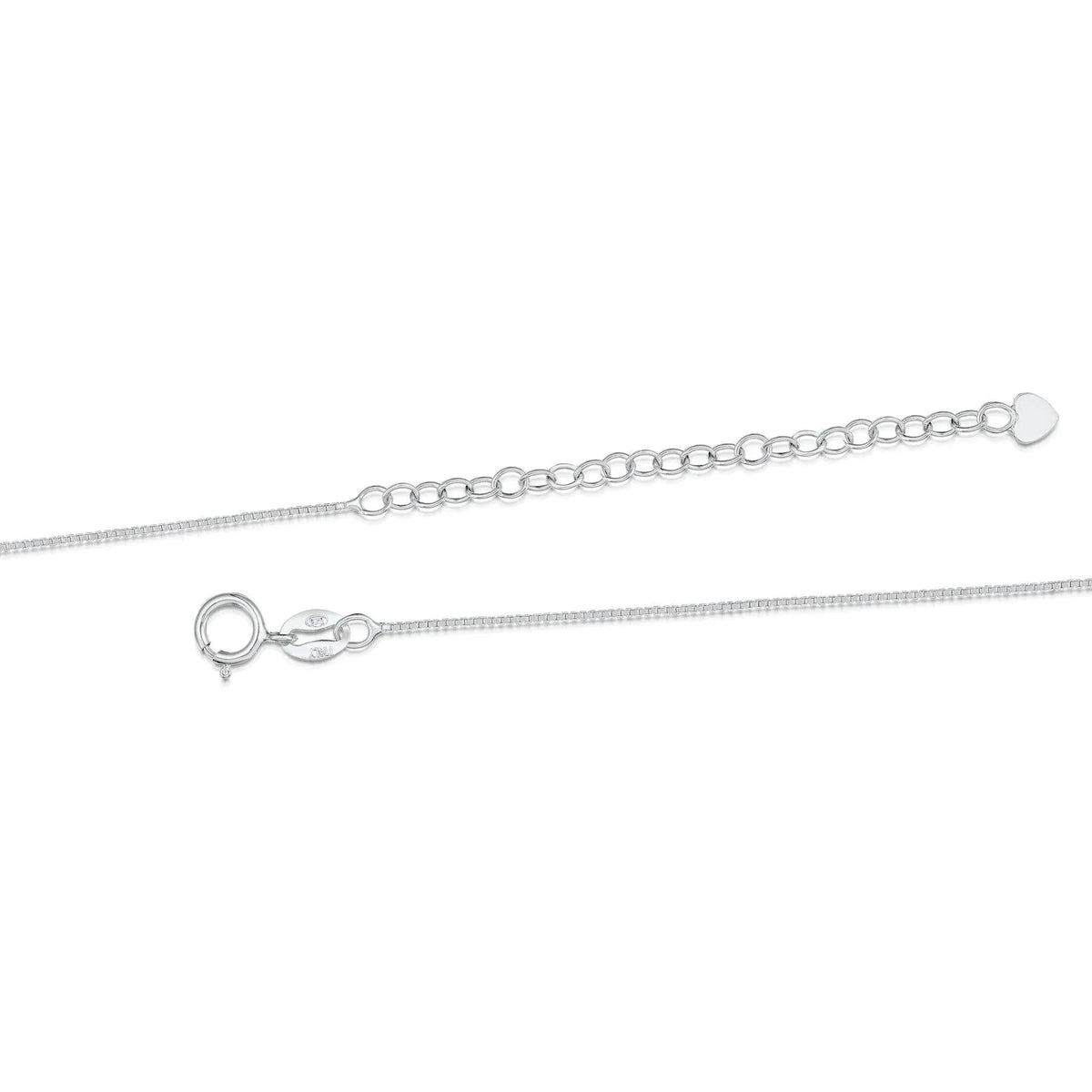 Silver chain necklace on a white background