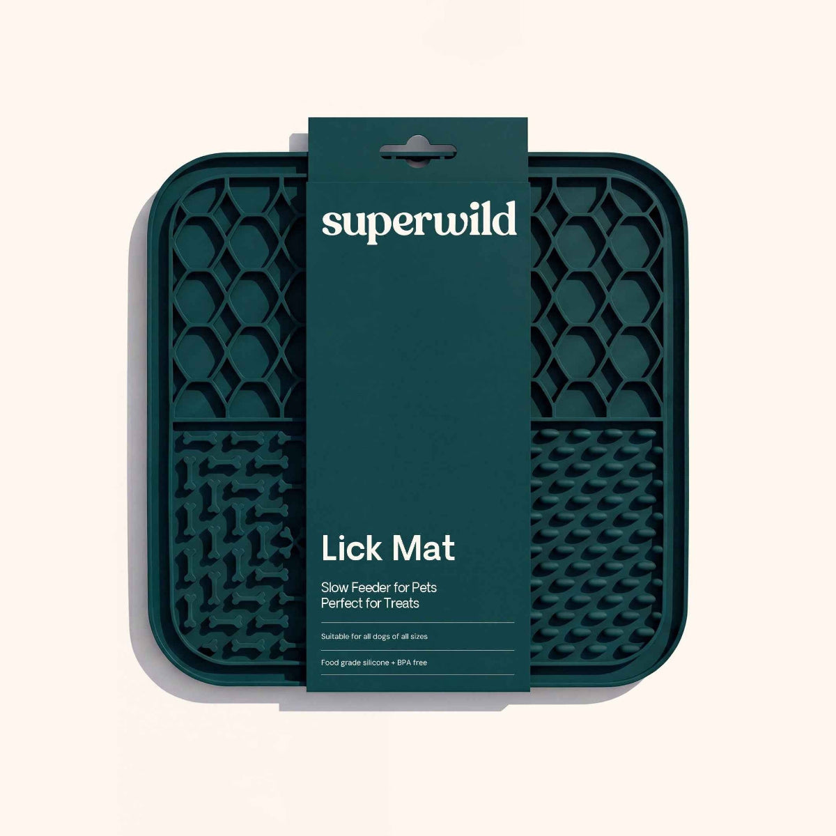 Superwild lick mat with packaging on a white background