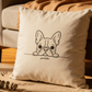 The French Hello Organic Cotton Cushion Cover | Minimal French Bulldog Home Decor | Poochella® - Poochella®