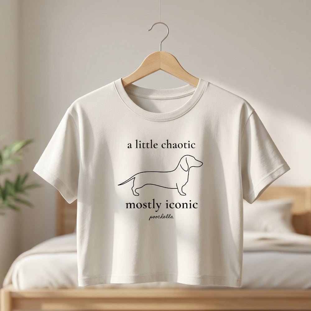 The Iconic Dachshund Heavy Faded Cropped T-Shirt | Minimal Dog Lover Streetwear | Poochella® - Poochella®