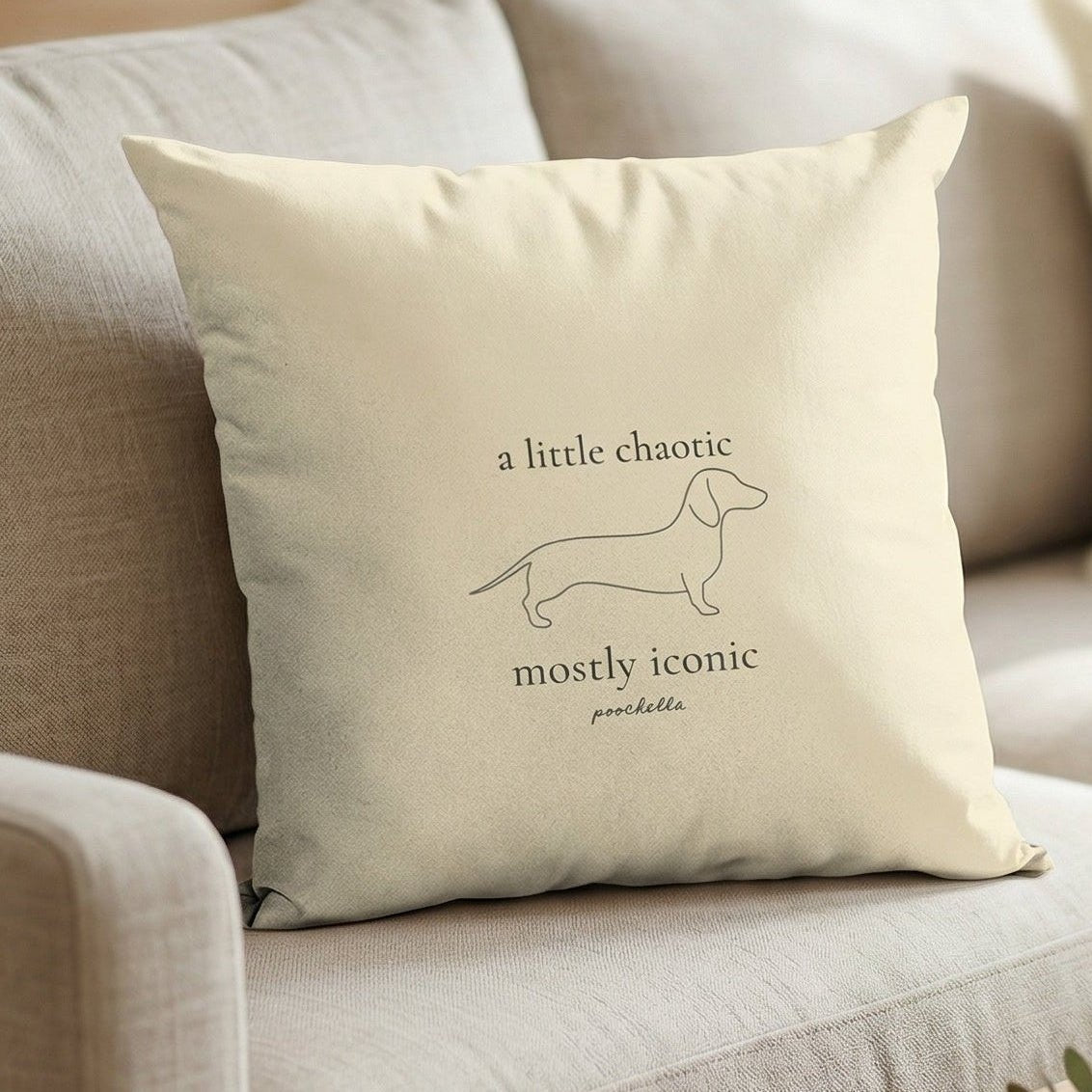 The Iconic Dachshund Organic Cotton Cushion Cover | Minimal Dog Home Decor | Poochella® - Poochella®