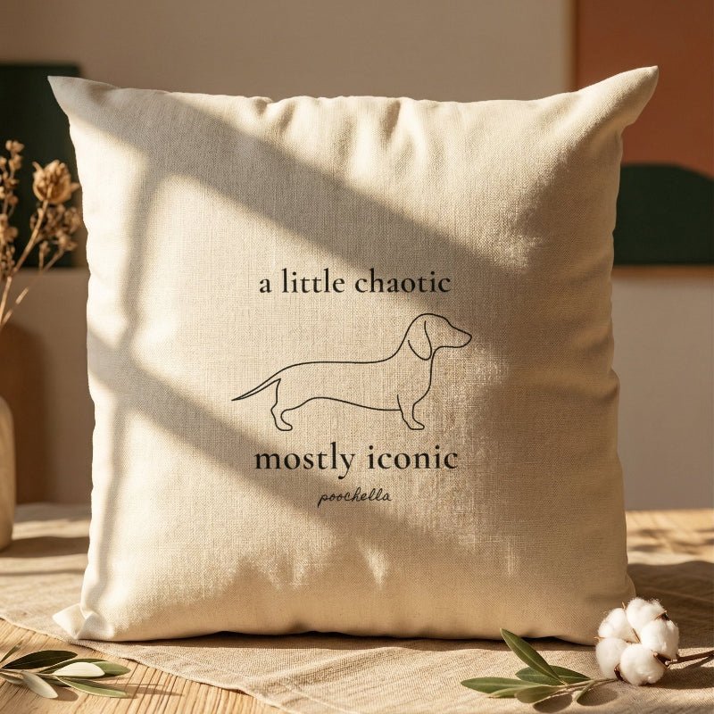 The Iconic Dachshund Organic Cotton Cushion Cover | Minimal Dog Home Decor | Poochella® - Poochella®
