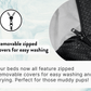 Removable zipped cover for a pet bed with text about easy washing and drying.