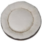 Round pet bed with white interior and gray exterior on a white background