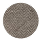 Round fabric swatch with a herringbone pattern on a white background