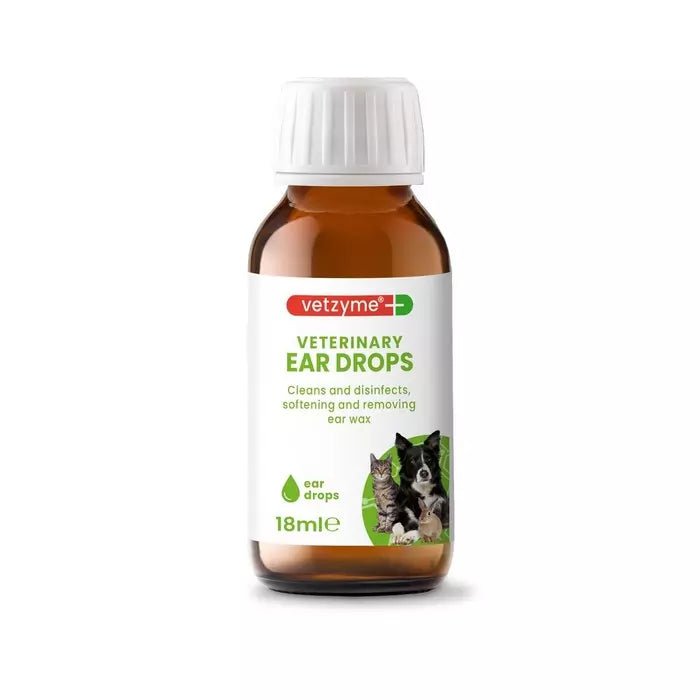 Vetzyme Antibacterial Ear Drops | Ear Cleaner for Dogs, Cats & Small Pets 18ml - Poochella®