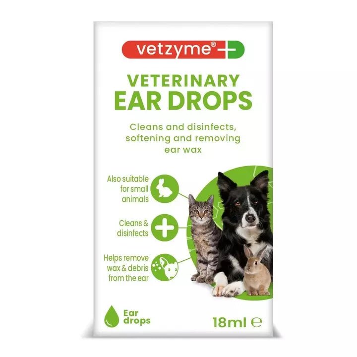 Vetzyme Antibacterial Ear Drops | Ear Cleaner for Dogs, Cats & Small Pets 18ml - Poochella®