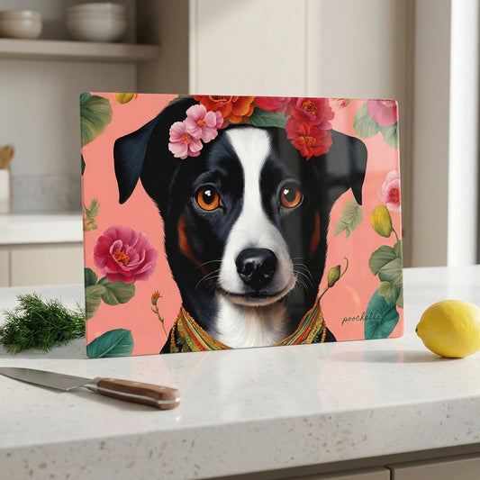 Viva La Frida Tempered Glass Chopping Board - Kitchen Decor for Dog Lovers | Poochella® - Poochella®
