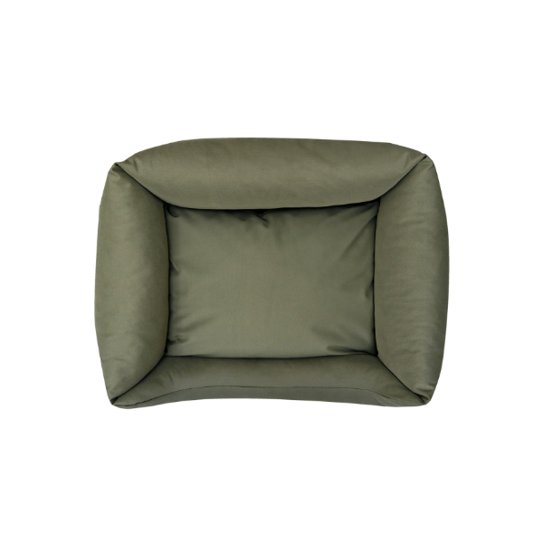 Green pet bed on a white background