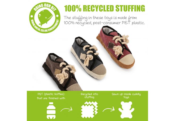 Ancol Recycled Plush Ropey Trainer Shoe Dog Toy Large