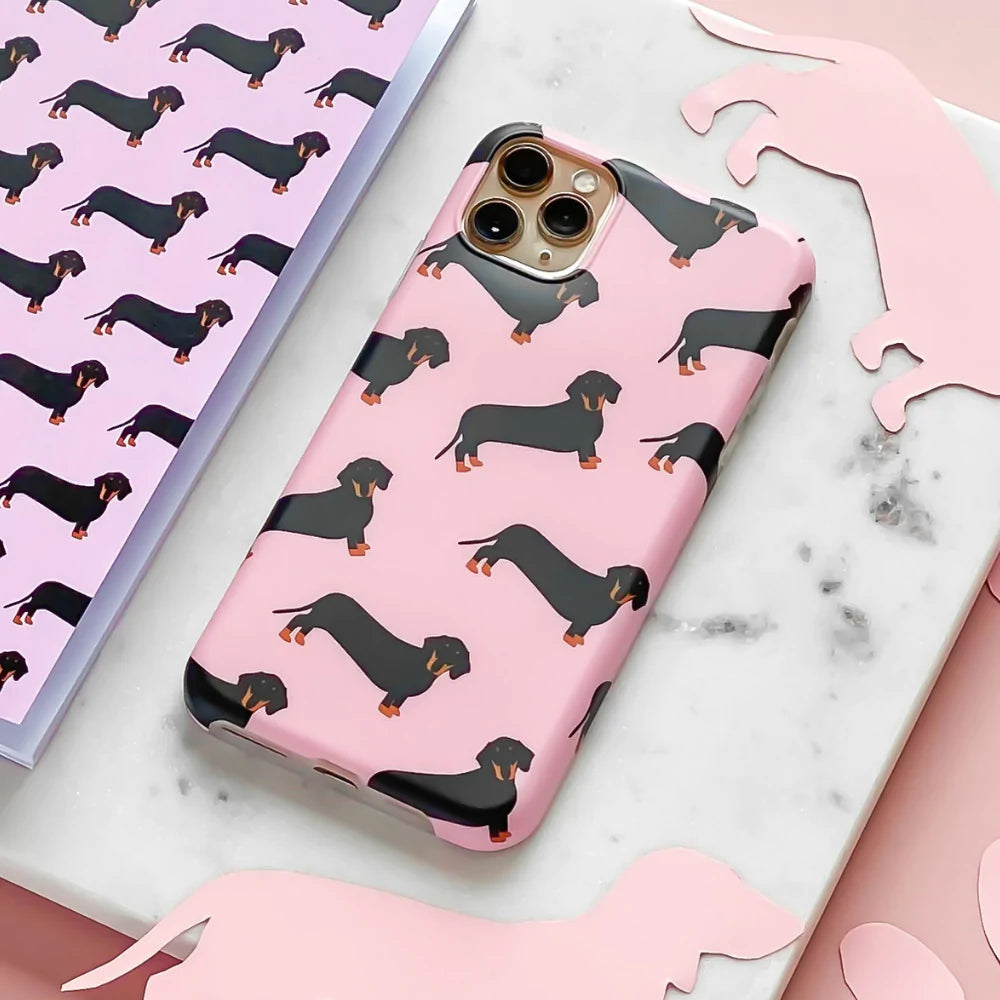 Coconut Lane Pink Dachshund iPhone 12 Mini Case Cover