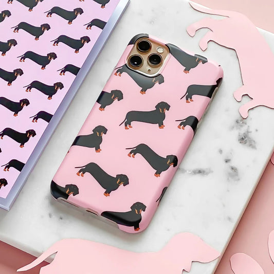 Coconut Lane Pink Dachshund iPhone 12 Mini Case Cover