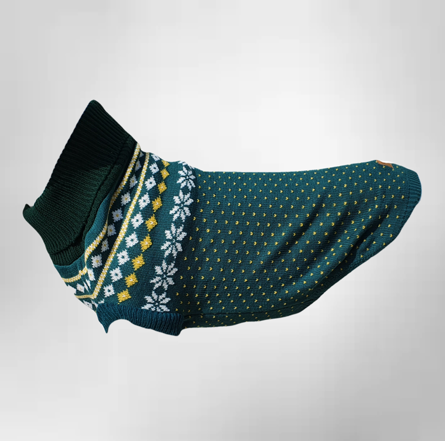 Canine & Co Dog Outfitters Fairisle Green Christmas Jumper