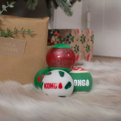 KONG® Festive Christmas Dog Ball Gift Set 4pk