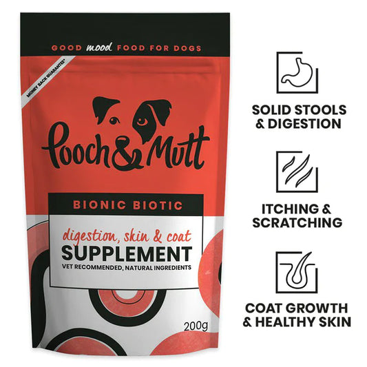 Pooch & Mutt Bionic Biotic Dog Supplement for Skin Coat & Digestion 200g