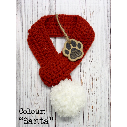 Ink Shop Hand-Made Wool Crochet Doggie Christmas Scarf Red