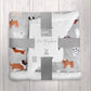 Dog Print Grey Sherpa Fleece Pet Dog Print Blanket