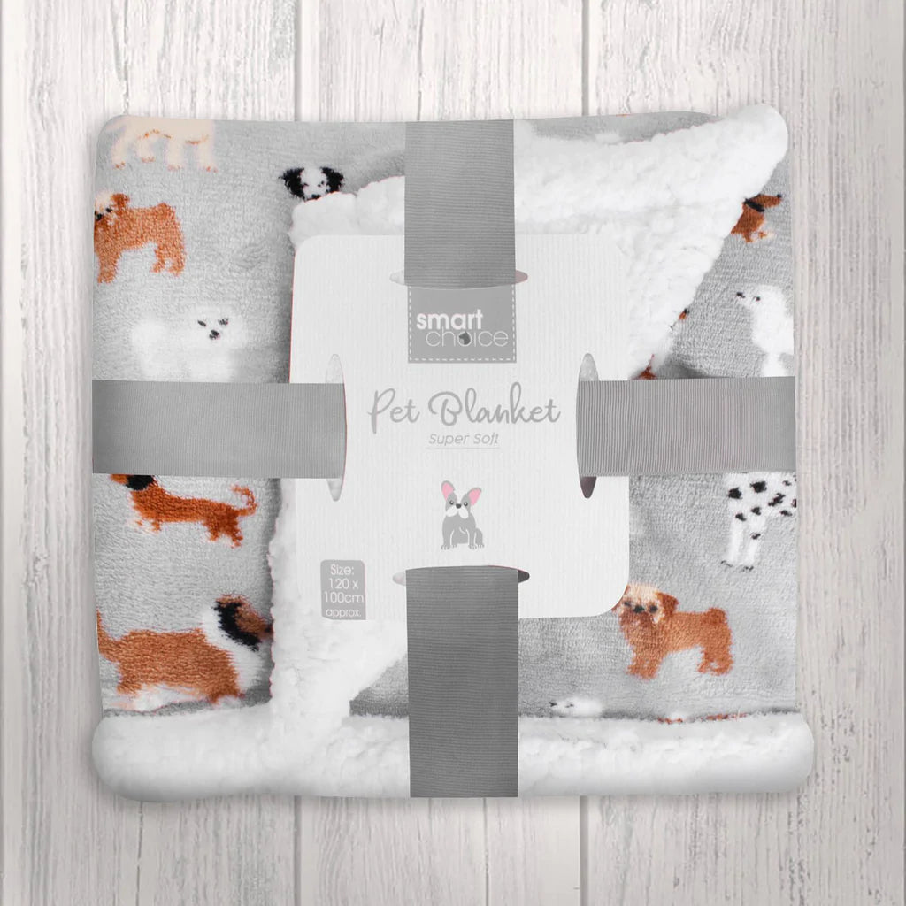 Fleece blanket top with dog print