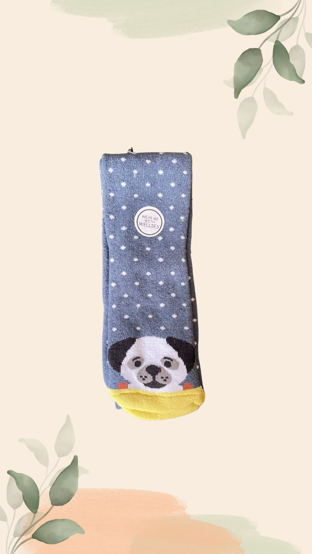 Dog Print Super Soft Knee High Welly Socks with Lycra